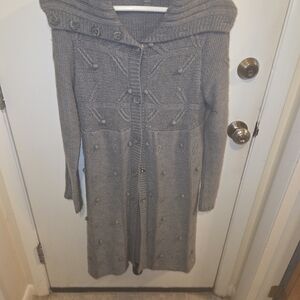 Apt. 9 Gray Long Knit Button Cardigan Sweater Coat Size M